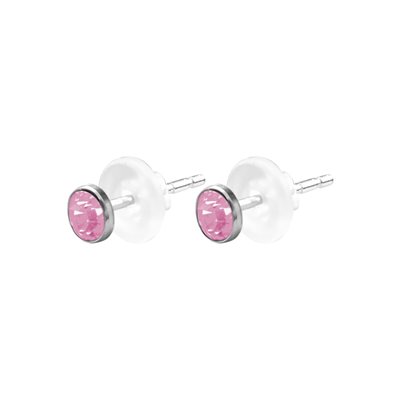 Boucles d’oreilles avec un disque plat et une pierre sertie