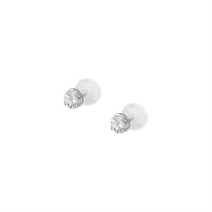 Round cubic zirconia earstud