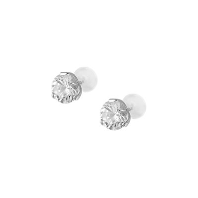 Round cubic zirconia earstuds