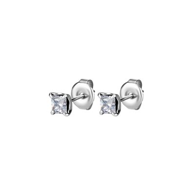 Boucles d’oreilles avec pierre carré griffé