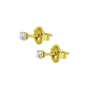 Boucles d’oreilles plaquées or 24k avec zircon rond griffé