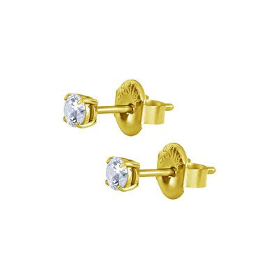 Boucles d’oreilles plaquées or 24k avec zircon rond griffé