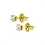 Boucles d’oreilles plaquées or 24k avec zircon rond griffé