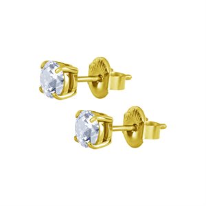 Boucles d’oreilles plaquées or 24k avec zircon rond griffé