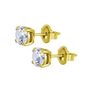 Boucles d’oreilles plaquées or 24k avec zircon rond griffé