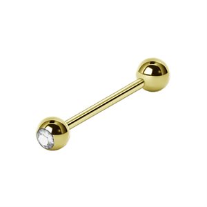 24k gold plated jewelled barbell