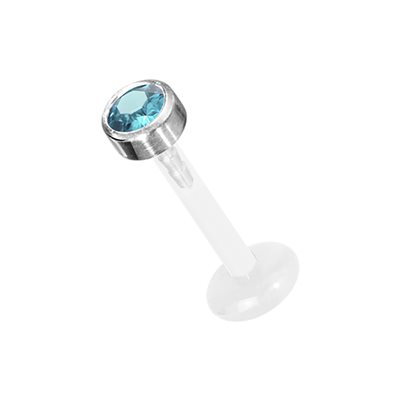 Bioplast push in labret with titanium jewelled disc