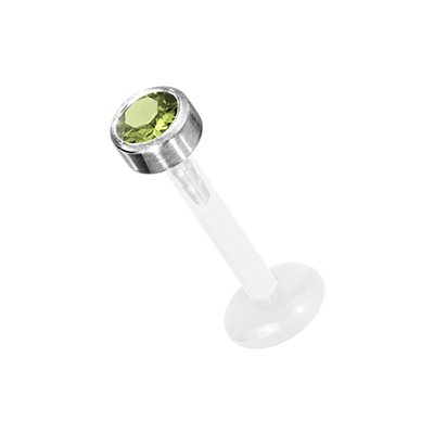 Bioplast push in labret with titanium jewelled disc