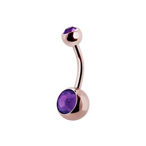 24k rose gold plated steel double jewelled navel banana