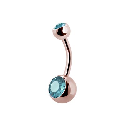 24k rose gold plated steel double jewelled navel banana