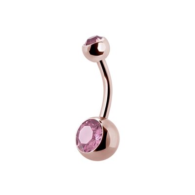 24k rose gold plated steel double jewelled navel banana