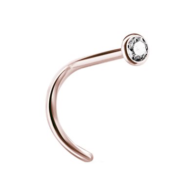 24k rose gold plated steel jewelled nosescrew