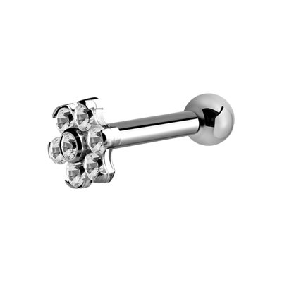 Jewelled flower titanium one side internal barbell