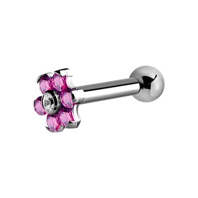 Jewelled flower titanium one side internal barbell