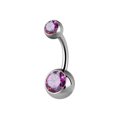 Titanium internal double jewelled navel banana