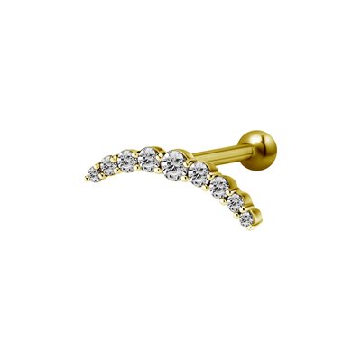 24k gold plated jewelled one side internal barbell