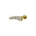 24k gold plated jewelled one side internal barbell