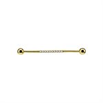 24k gold plated jewelled industrial barbell