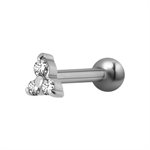 One side internal barbell with jewelled trinity