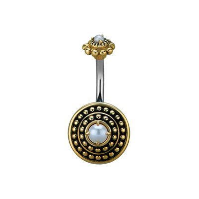 Tribal brass navel banana with s.s. bar