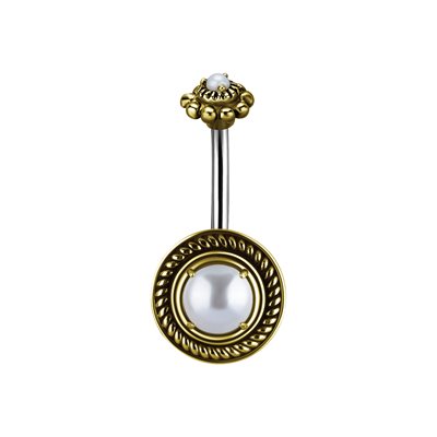 Tribal brass navel banana with s.s. bar