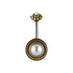 Tribal brass navel banana with s.s. bar