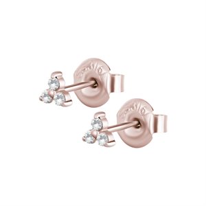 24k rose gold plated steel trinity jewelled earstuds