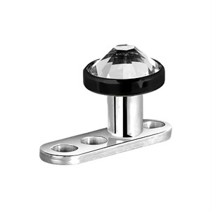 Titanium dermal anchor with black jewelled disc