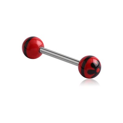 Barbell de langue avec des boules en acrylique motif fleur