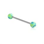 Barbell de langue avec des boules en acrylique motif fleur