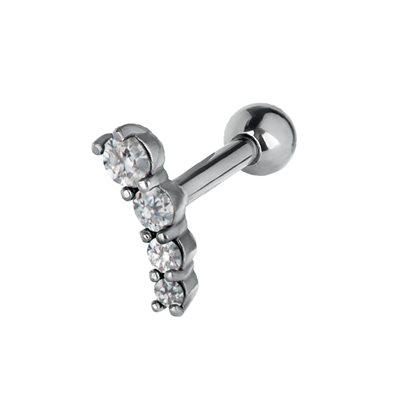 Micro barbell with cubic zirconia