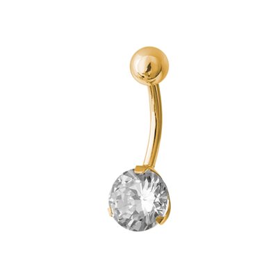 Banane de nombril plaqué or 24k avec zircon rond