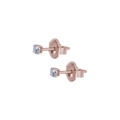 Boucle d’oreille plaqué or rose 24k avec pierre ronde griffé