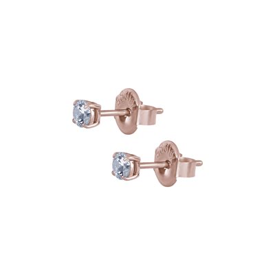 Boucle d’oreille plaqué or rose 24k avec pierre ronde griffé