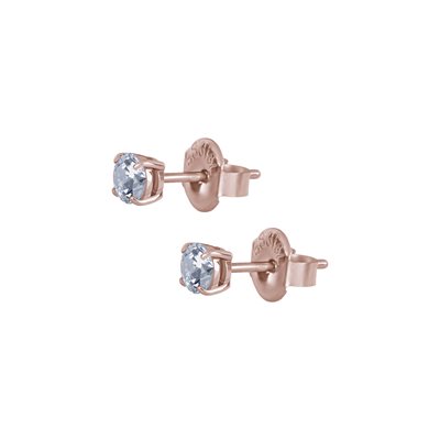 Boucle d’oreille plaqué or rose 24k avec pierre ronde griffé