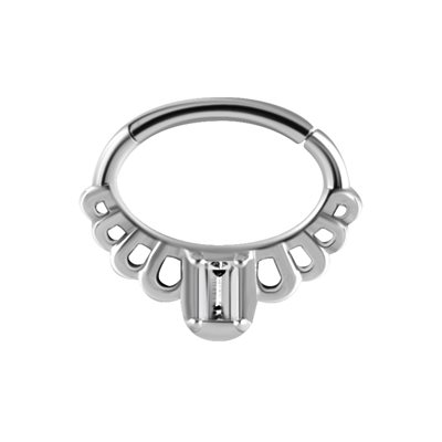 Hinged segment oval clicker with gems