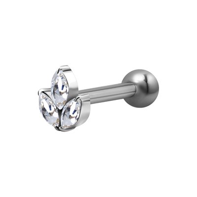 One side internal barbell with jewelled marquise attachment