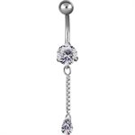 Jewelled banana with chain zirconia drop dangle