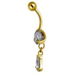 24k gold plated jewelled banana with dangle teardrop