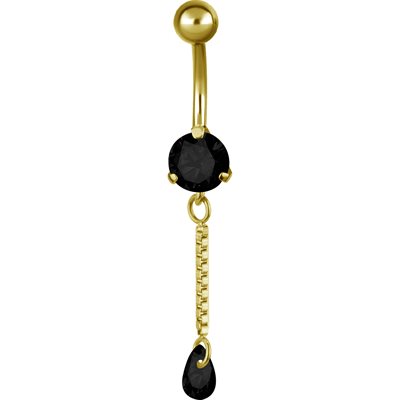 24k gold plated banana with chain zirconia drop dangle