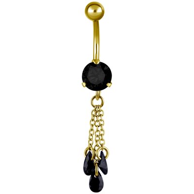 24k gold plated banana with chains floating zirconia dangle