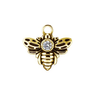 Pendentif abeille plaqué or 24k avec pierre pour clicker