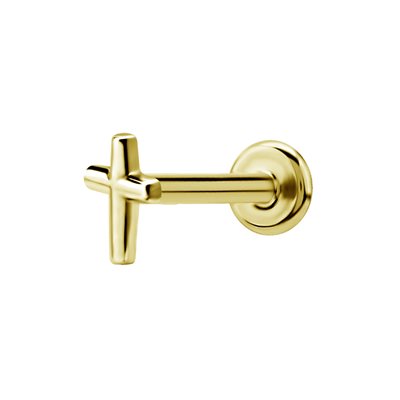 Labret interne plaqué or 24k avec attache en forme de croix