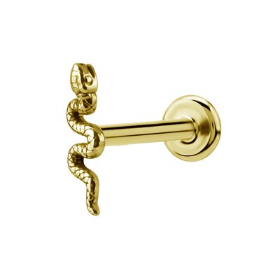 Labret interne plaqué or 24k en forme de serpent