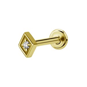 Labret interne plaqué or 24k avec un carré et une pierre