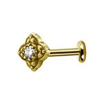 Labret interne plaqué or 24k en forme de fleur avec pierre