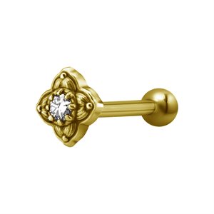 Barbell interne plaqué or 24k en forme de fleur avec pierre