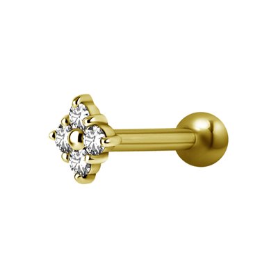 24k gold plated one side barbell with jewelled attachment