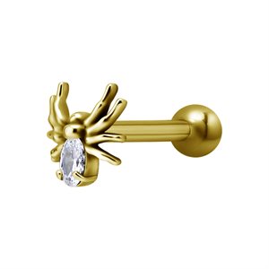 24k gold plated internal barbell with jewelled spider attachment