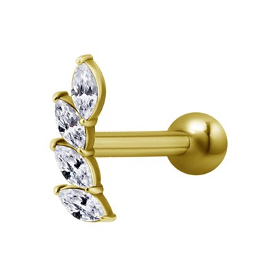 24k gold plated internal barbell with jewelled marquise attachment